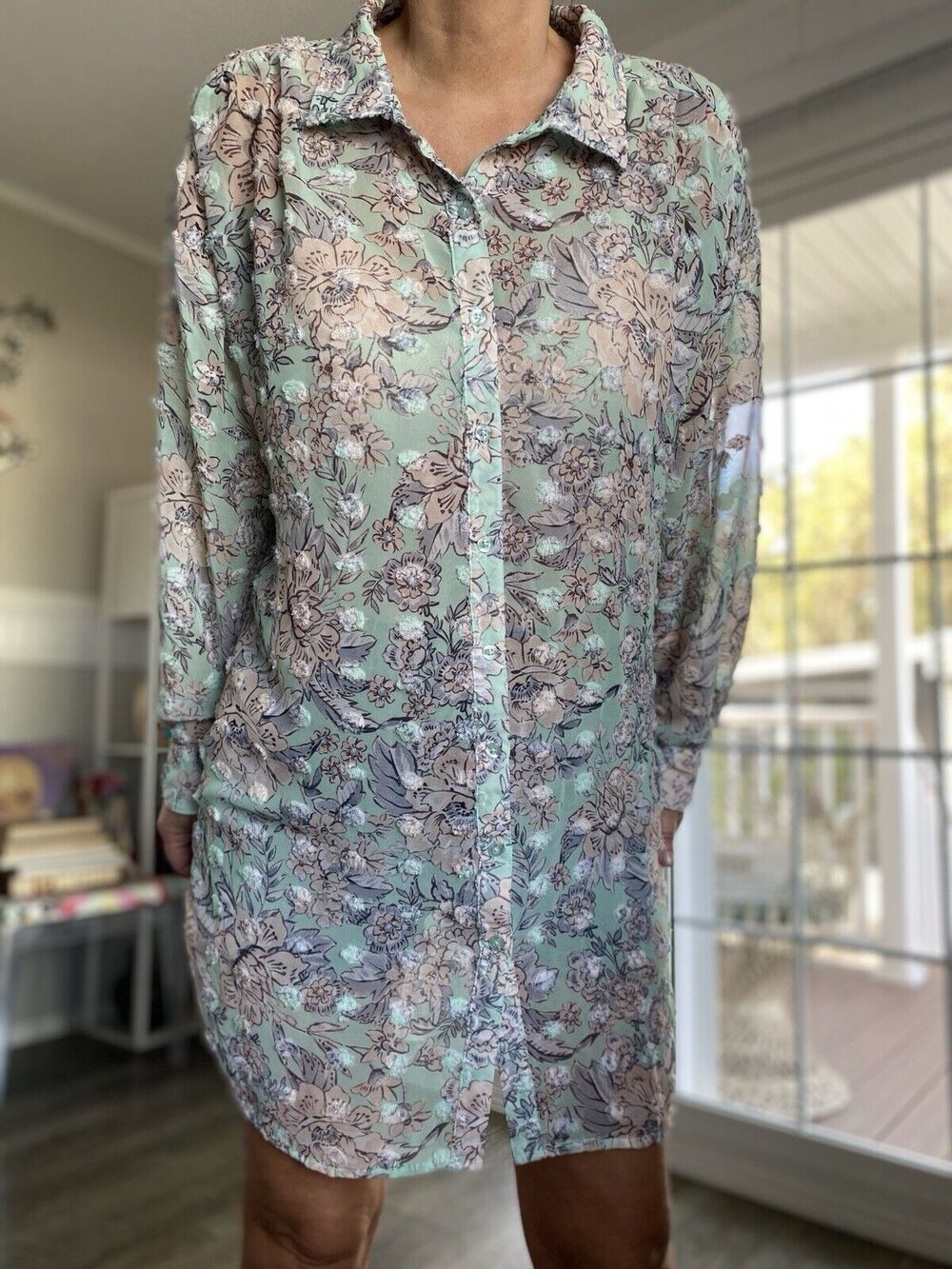CUPIO Women's Multicolor Long Sleeve Blouse XL SEE MEASUREMENTS